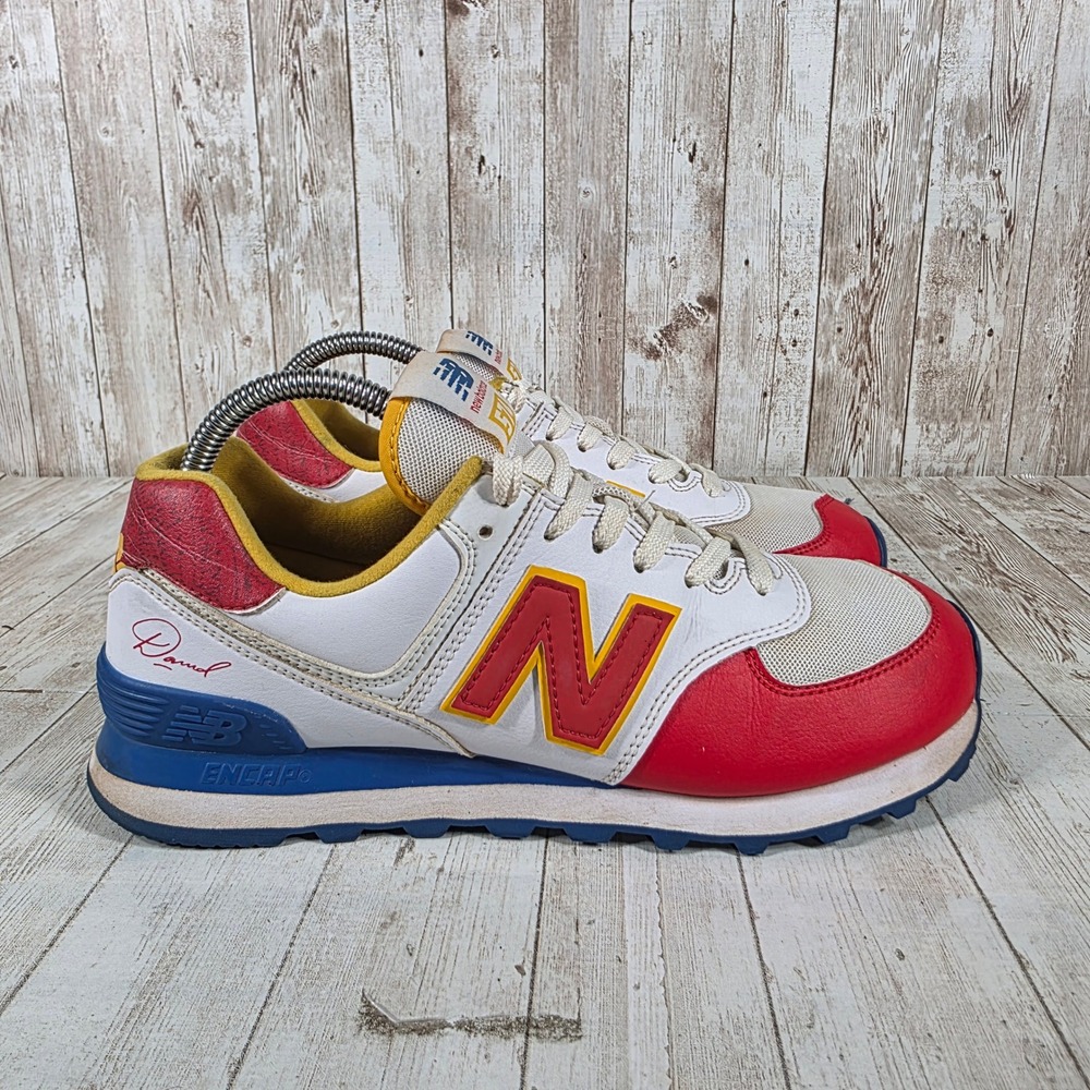 New Balance 574 Mens Sneakers Red White Blue ML574DSF Size 8